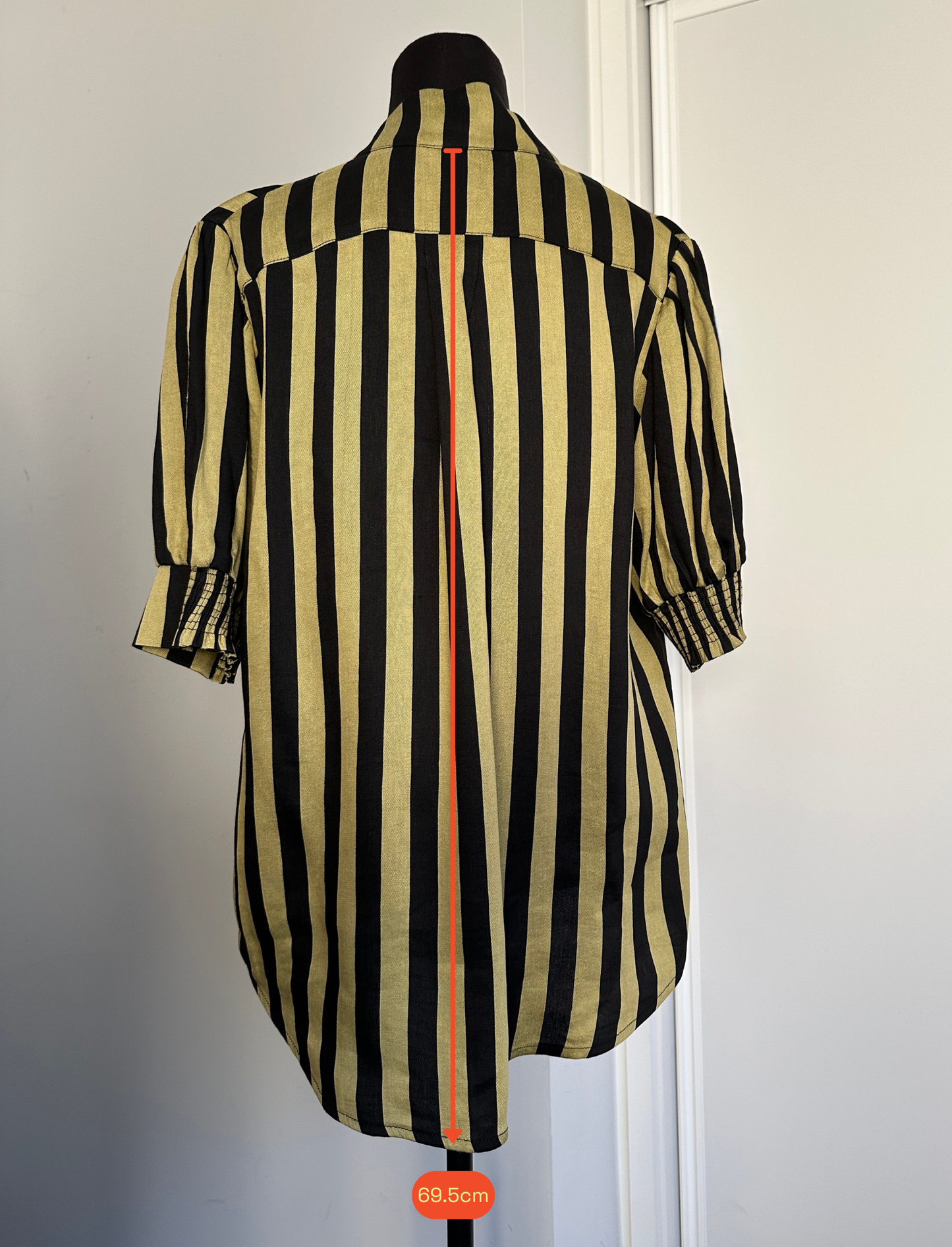 MAKE YOUR MOVE POPOVER BLOUSE in Chartreuse Stripe (Ready to Wear Size 10)