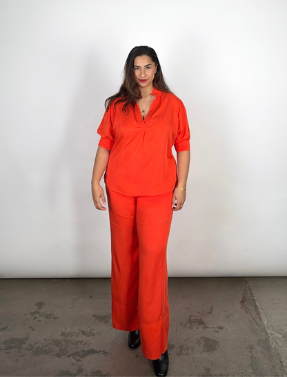 MAKE YOUR MOVE POPOVER BLOUSE in Sage (Ready to Wear Size 12)