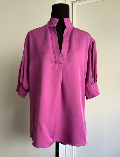 MAKE YOUR MOVE POPOVER BLOUSE in Lilac (Ready to Wear Size 14)