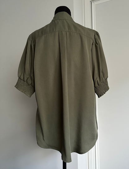 MAKE YOUR MOVE POPOVER BLOUSE in Sage (Ready to Wear Size 12)
