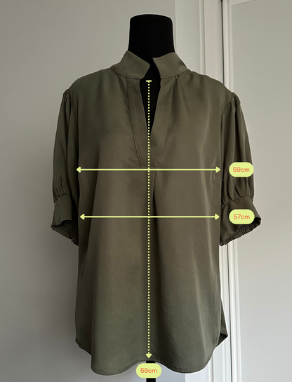 MAKE YOUR MOVE POPOVER BLOUSE in Sage (Ready to Wear Size 12)