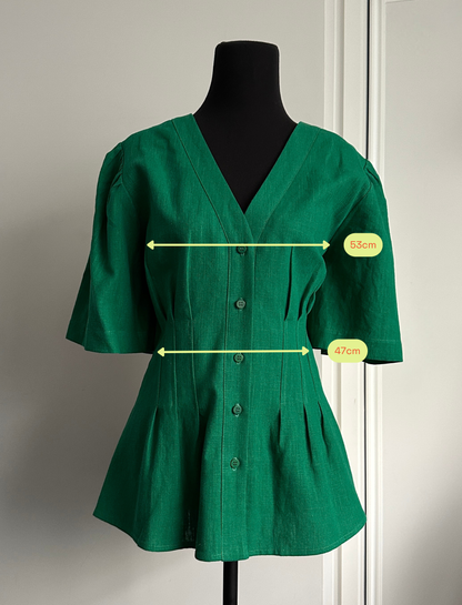 ON MY WAY BLOUSE Emerald Green (Ready to Wear Size 10)