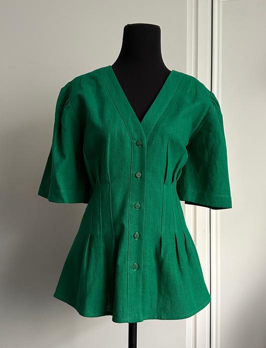 ON MY WAY BLOUSE Emerald Green (Ready to Wear Size 10)