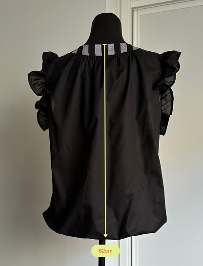 ON NEW GROUND REVERSIBLE NECKLINE BLOUSE Black Organic Cotton (Ready to Wear Size 10)