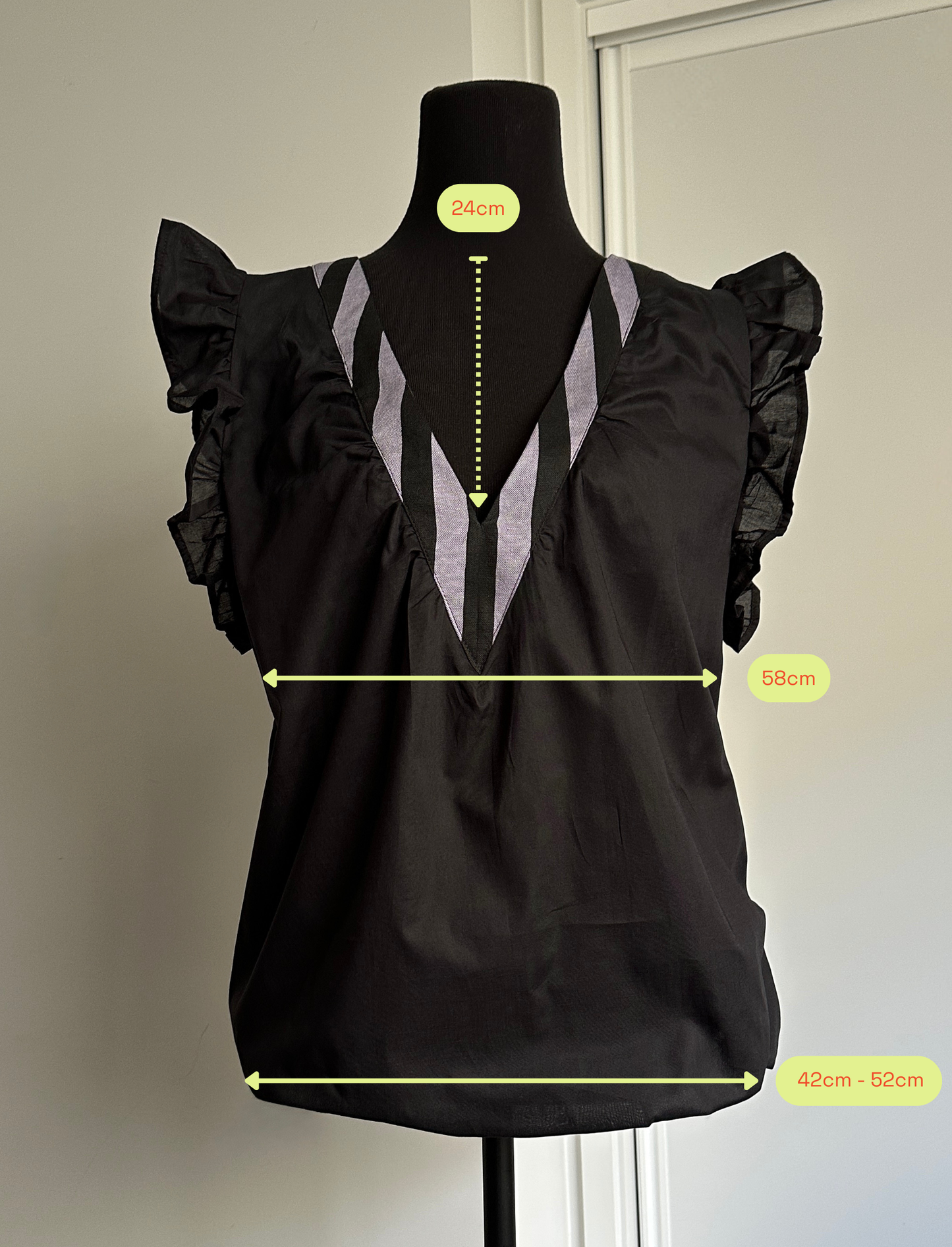 ON NEW GROUND REVERSIBLE NECKLINE BLOUSE Black Organic Cotton (Ready to Wear Size 10)