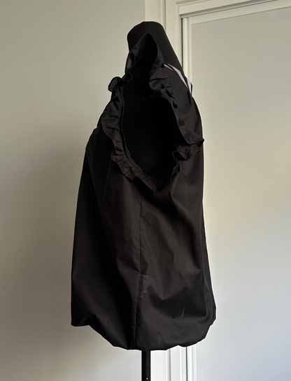 ON NEW GROUND REVERSIBLE NECKLINE BLOUSE Black Organic Cotton (Ready to Wear Size 16)