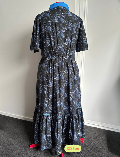 TAKE ME ON MAXI SHIRT DRESS Blue Butterflies (Ready to Wear Size 20)