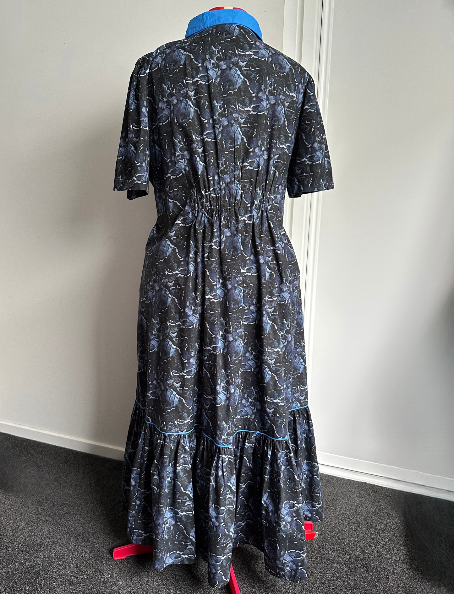 TAKE ME ON MAXI SHIRT DRESS Blue Butterflies (Ready to Wear Size 20)