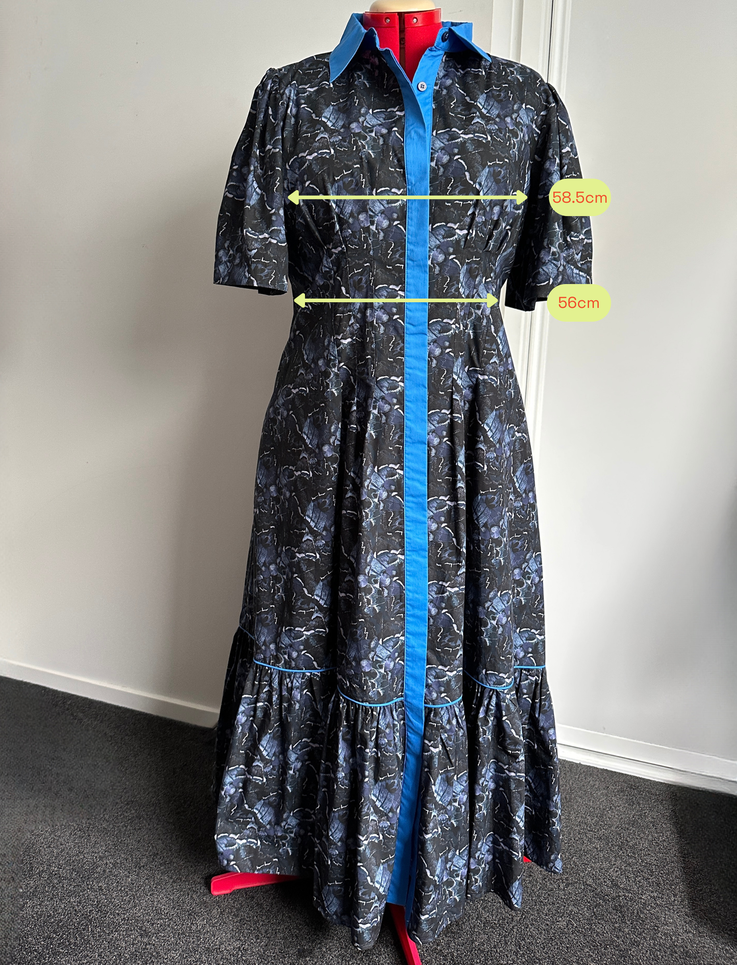 TAKE ME ON MAXI SHIRT DRESS Blue Butterflies (Ready to Wear Size 20)