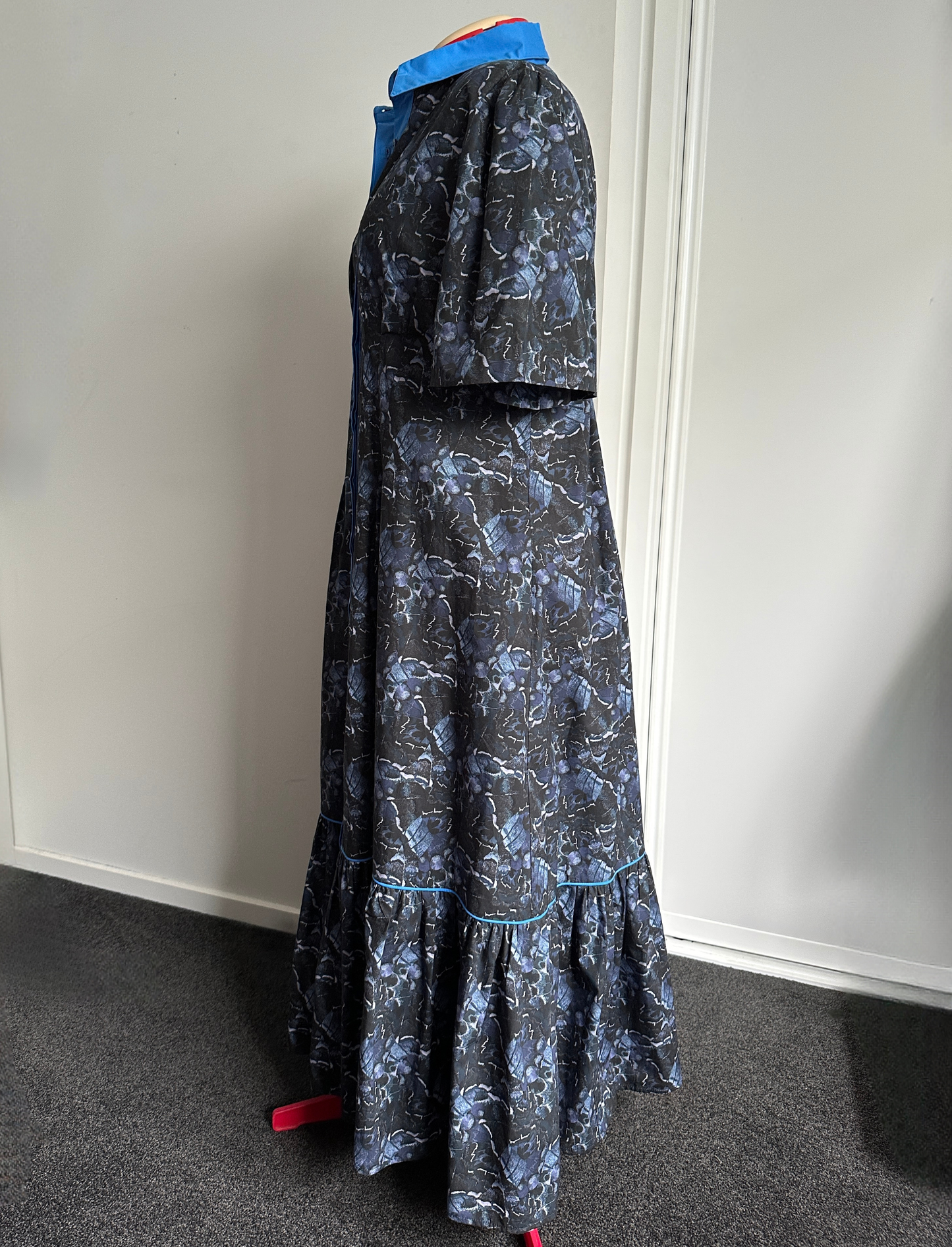 TAKE ME ON MAXI SHIRT DRESS Blue Butterflies (Ready to Wear Size 20)