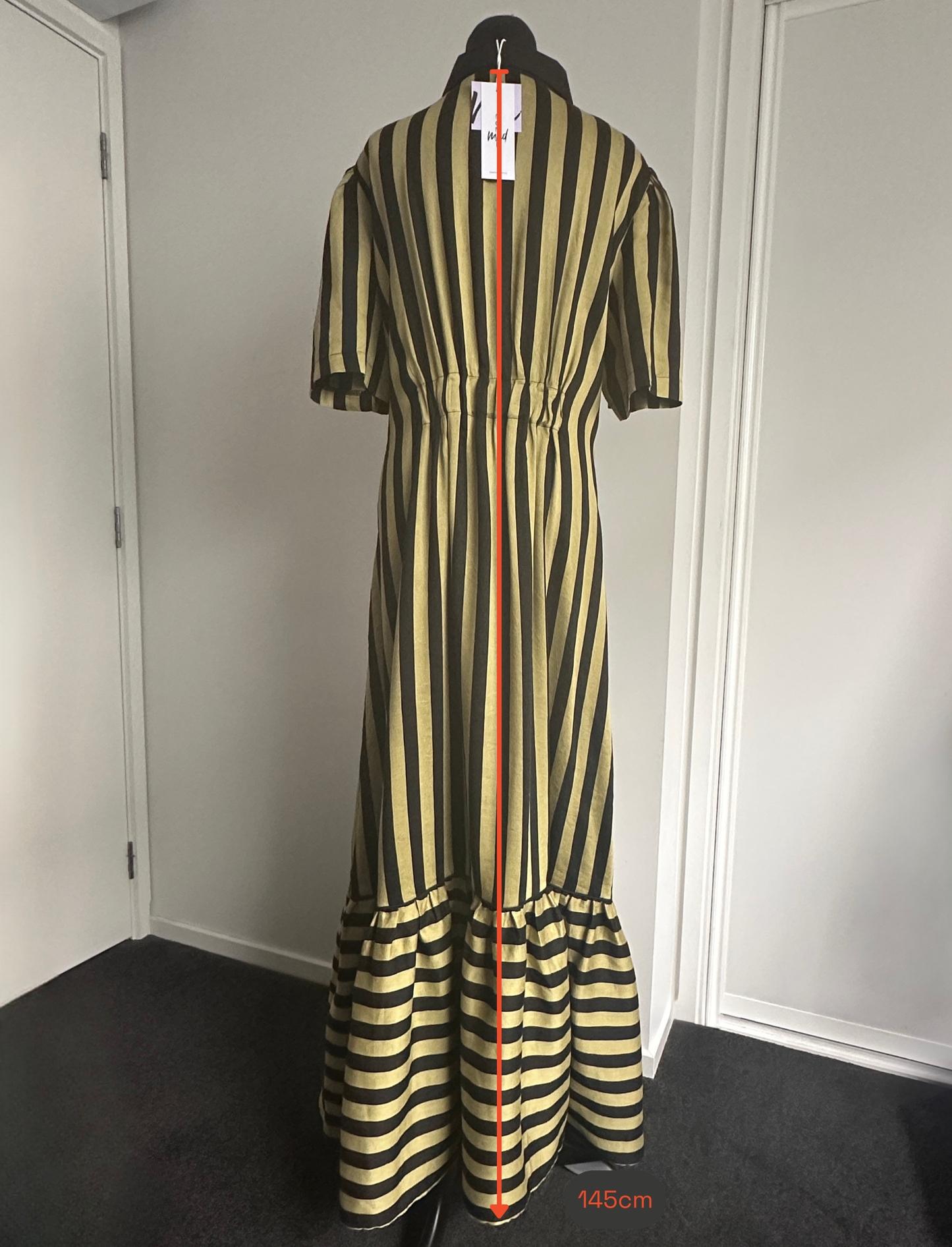 TAKE ME ON MAXI SHIRT DRESS Chartreuse Stripe (Ready Made Size 14)