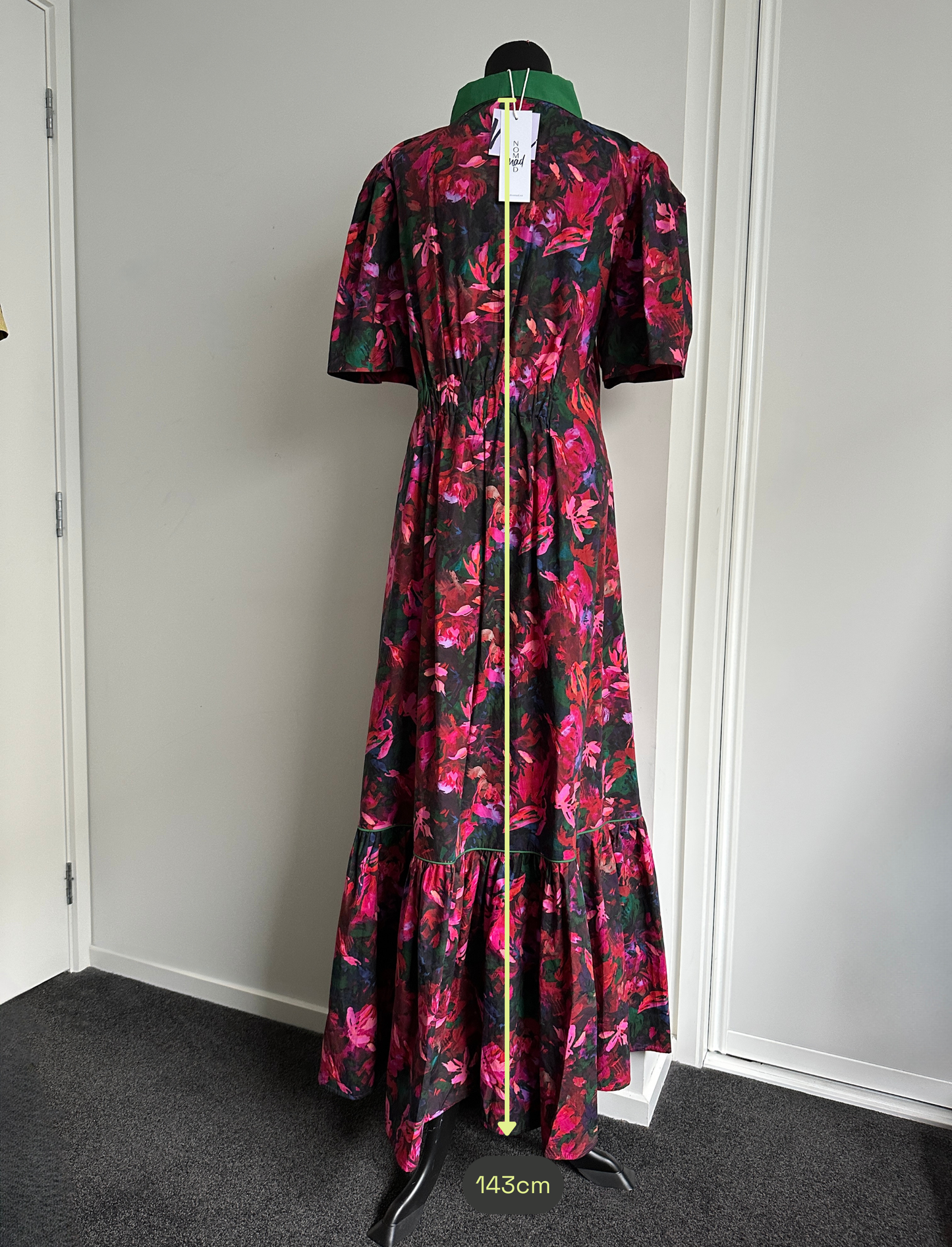 TAKE ME ON MAXI SHIRT DRESS Pink and Red Floral (Ready to Wear Size 12)