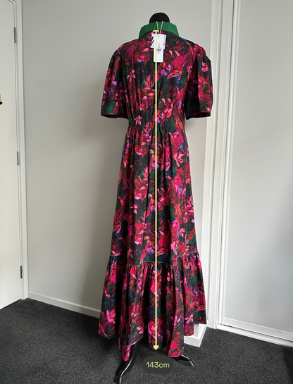 TAKE ME ON MAXI SHIRT DRESS Pink and Red Floral (Ready to Wear Size 12)