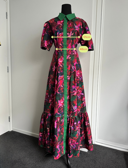 TAKE ME ON MAXI SHIRT DRESS Pink and Red Floral (Ready to Wear Size 12)