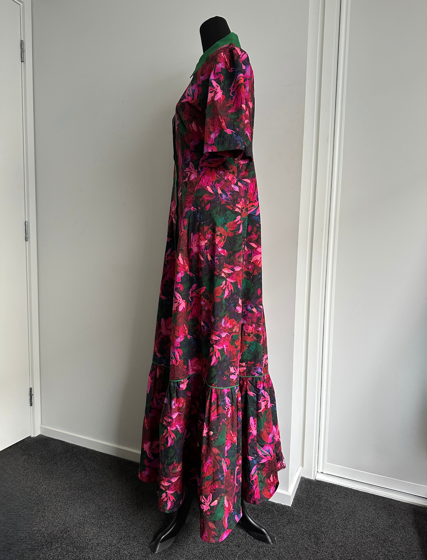TAKE ME ON MAXI SHIRT DRESS Pink and Red Floral (Ready to Wear Size 12)